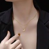 collier croissant de lune or