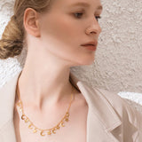 collier demi-lune et étoiles or