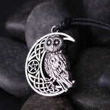 collier demi-lune hibou argenté