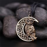 collier demi-lune hibou doré