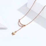 collier demi lune couleur or et rose