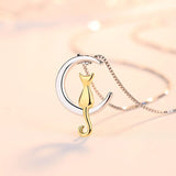 collier lune avec chaton en or