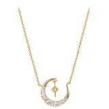 collier lune avec croix dorée