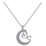 collier lune avec coeur