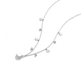 collier lune avec étoiles brillantes