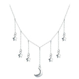 collier lune et étoiles argents