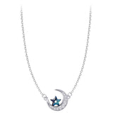 collier lune étoile bleue brillante