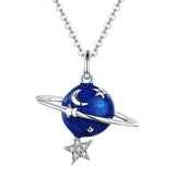 collier lune étoile bleue