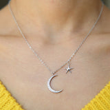 collier lune et étoile pour femme en argent
