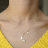 collier lune et étoile pour femme en or