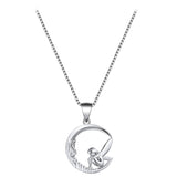 collier lune avec fée elfe