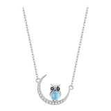 collier lune hibou avec perle