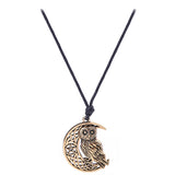 collier lune hibou doré