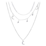 collier lune multirang argenté