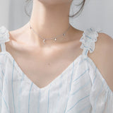 collier lune avec étoiles brillantes