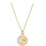 collier lune rond avec son étoile bleu