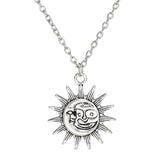 collier lune soleil argenté