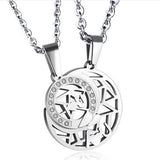 collier lune et soleil emboités couple argent