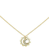collier lune soleil or