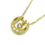 collier pierre de lune en forme de demi-lune or