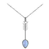collier pierre de lune fin avec flèche bleue