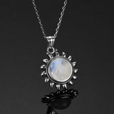 collier pierre de lune soleil couleur blanc