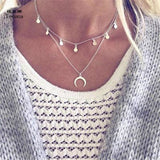 collier corne lune argent