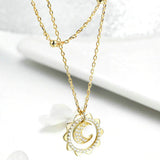 double collier lune et soleil or