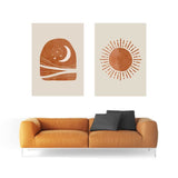 Tableau lune et soleil abstrait