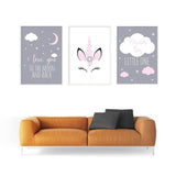 Tableau lune licorne pour enfant
