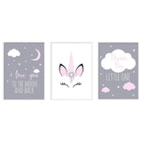 Tableau lune licorne pour bébé