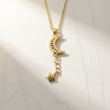 Collier Lune et Étoile Zircons Doré