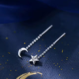 Boucles d'oreilles lune étoile asymétriques (couleur argent)