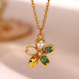 Collier Fleur Zircons Chaîne Dorée