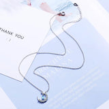 Collier Lune Goutte Zircone (Argent)