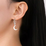Boucles d'oreilles créoles lune et étoile dorées