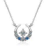 Collier Lune Goutte Zircone (Argent)
