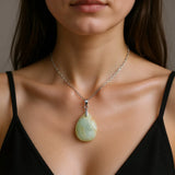 Pendentif Goutte Pierre Naturelle Argent & Turquoise porté