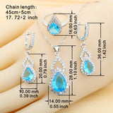 Ensemble collier goutte d'eau bleue argent
