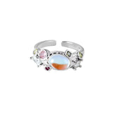 Bague Ajustable couleur argent Zirconium Goutte