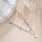 Collier Lune et Étoiles Double Chaîne