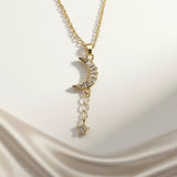 Collier Lune et Étoile Zircons Doré