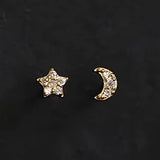 Boucles d'oreilles lune et étoile couleur argent