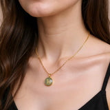 Collier pierre de lune rond en acier porté