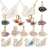 Collier Cygne Zircon Bleu et Rose Or