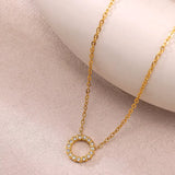 Collier Fleur Zircons Chaîne Dorée