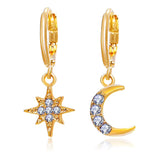 Boucles d'oreilles lune et étoile asymétriques