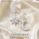 Boucles d'oreilles lune et étoile (couleur argent)