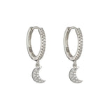 Boucle d'oreille Lune créole dorée zircons