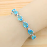 Ensemble collier goutte d'eau bleue argent